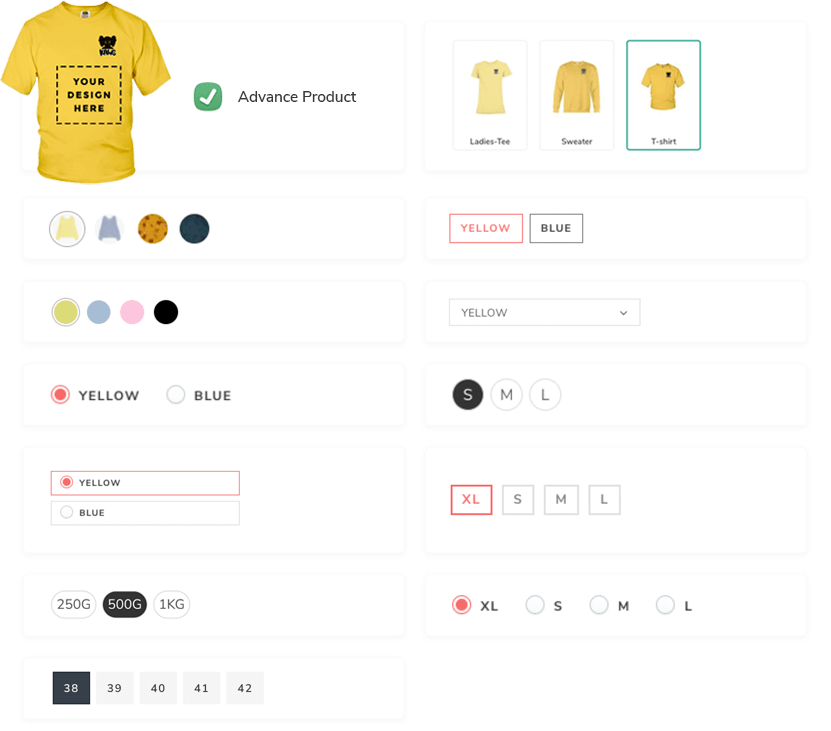 Color, Label & Image Swatches